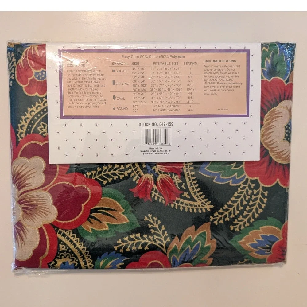 Holiday Time Tablecloth Oblong 60x84 Multicolor Madrigal Floral Christmas